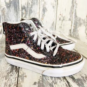 Girls Glitter Vans Old Skool Sk8 Hi Sneaker 10.5